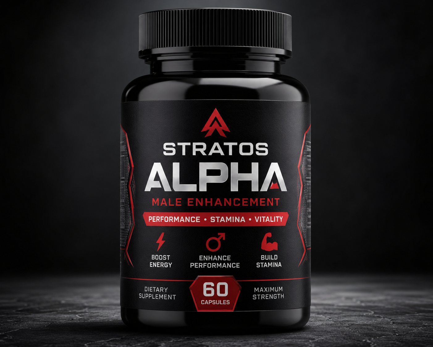 Stratos Alpha Male Enhancement supplement bottle